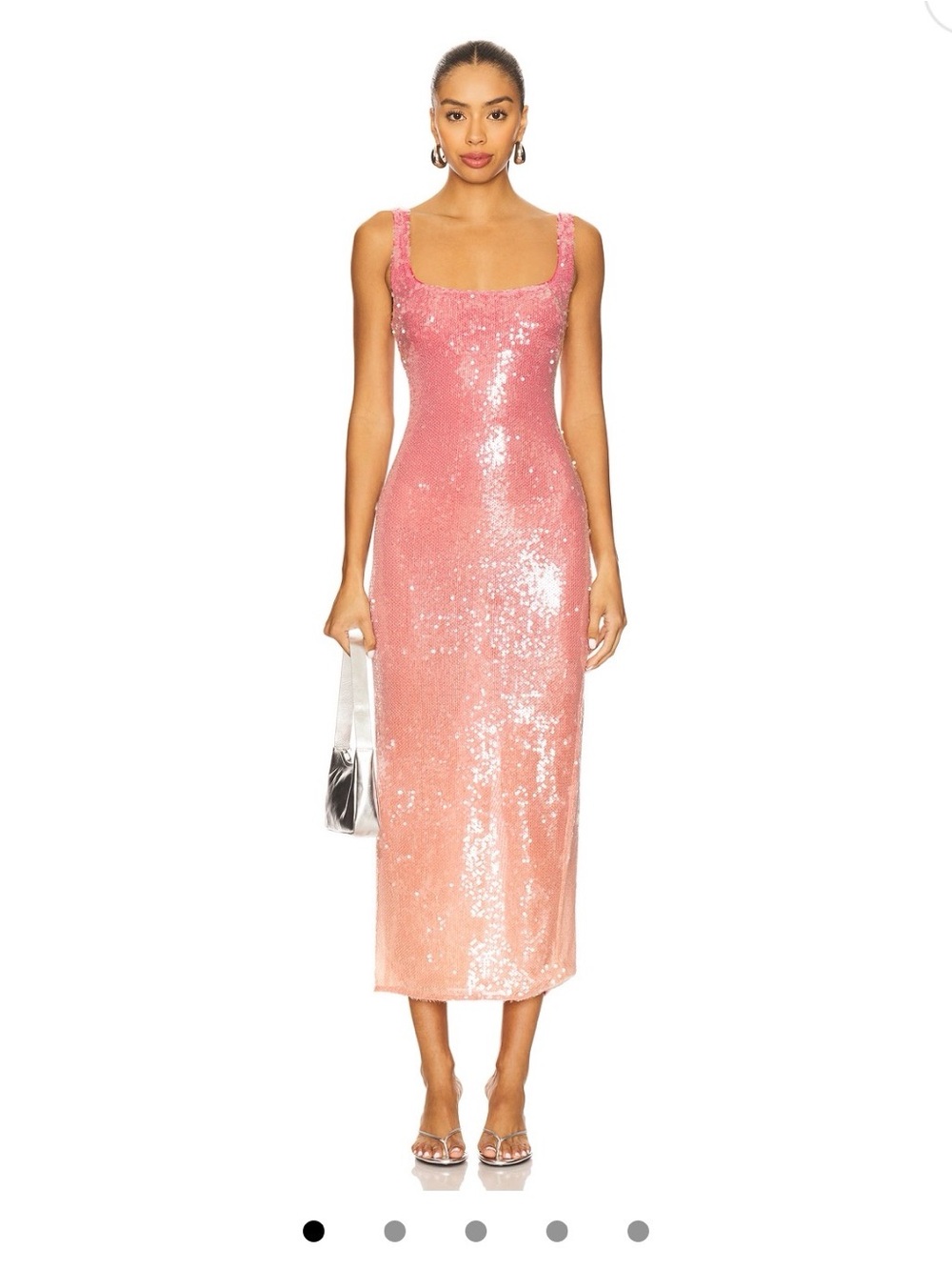 Lovers + Friends Pink Sequin Scoop-Neck Midi Dress